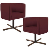 Kit 02 Poltronas Betina D02 Veludo Marsala C-278