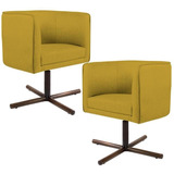 Kit 02 Poltronas Betina D02 Veludo Mostarda C-279