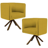 Kit 02 Poltronas Betina D02 Veludo Mostarda C-279