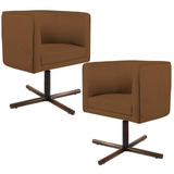 Kit 02 Poltronas Giratória Base X Betina D02 Camel C-02