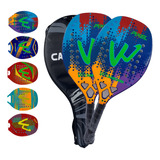 Kit 02 Raquete Beach Tenis Fibra Carbono Eva Soft Lançamento
