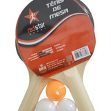 Kit 02 Raquete Tenis De Mesa Ping Pong Lisa Com 03 Bolinhas