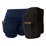 Kit 02 Shorts Academia Com Bolsos