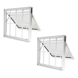 Kit 02 Vitro Max Ar Alumínio Branco L25 40x60cm Com Grade