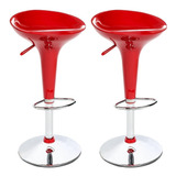 Kit 02un Banqueta Giratória Vermelha Alta Tulipa Assento Abs Cor Vermelho
