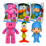 Kit 03 Boneco Pocoyo Elly Pato Vinil Grande 28cm Original