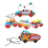 Kit 03 Brinquedos Pedagógicos Trenzinho Caminhão Aramado