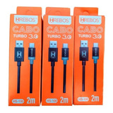 Kit 03 Cabos Turbo 3.0a De 2 Metros Tipo C Celular E Dados