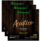 Kit 03 Cordas Giannini Viola Caipira Acústico Bronze 65/35 