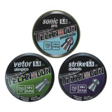 Kit 03 Cx Chumbinho 5.5 Technogun Modelos Sonic Vetor Strike