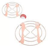 Kit 03 Descanso De Panela Aramado Redondo 19x19 Rose Gold