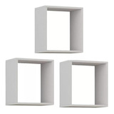 Kit 03 Nicho 20x20 Branco Mdf Quarto Sala Banheiro Decoração