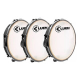 Kit 03 Pandeiro Luen 10 Profissional Pele Leitosa Aro Abs