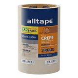 Kit 03 Rolos Fita Crepe Larga Adesiva 48mmx50m Alltape