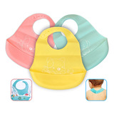 Kit 03 Un Babador De Silicone Blw Impermeável Bebê Infantil