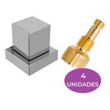 Kit 04 Acabamento De Registro Abs Cromado Quadrado Pressão 1/2 ,3/4 E 1 Padrão Fabrimar Alavanca Base