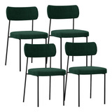 Kit 04 Cadeiras Sala De Jantar Cozinha Melina Bouclê Verde