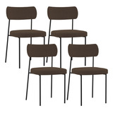 Kit 04 Cadeiras Sala De Jantar Cozinha Melina Suede Marrom