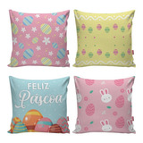 Kit 04 Capa Almofada Decoração Pascoa Coelho Ovo 184