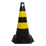 Kit 04 Cone Sinalização Segurança Amarelo Preto 50cm Pvc