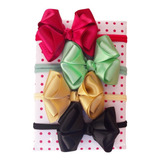 Kit 04 Faixas Tiara Cabelo Bebê Menina Laço Grande Infantil 
