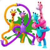 Kit 04 Girafas Pop It Led Neon Estica E Gruda Infantil Luz