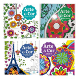 Kit 04 Livros De Colorir Anti-stress Terapêutico Arte E Cor Jardim De: Mandalas Flores Boques Viagens 36 Pag. Culturama