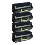 Kit 04 Toner Compatível 62bx 62dbx00 P/ Lexmark Mx711 Mx811 Tinta Preto