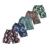 Kit 05 Bermudas Infantil Juvenil De Elástico Estampada Praia