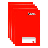 Kit 05 Cadernos Escolar Brochurão Grande Maxima 96 Folhas Cor Vermelho