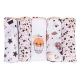 Kit 05 Fraldas Pano Bordada Com Bainha 70x68 Loupiot