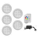 Kit 05 Luminaria Piscina Led 15w Rgb + Fonte 3a + Controle