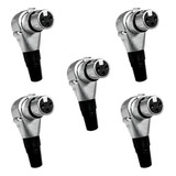 Kit 05 Plug Conector Femea Xlr 90° L Pino Banhado A Ouro Hjh