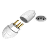 Kit 05 Plug Pino Macho 20a 2p+t + 05 Tomada Fêmea 20a Branco