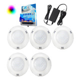 Kit 05 Refletor Hiper Led 15w Abs Rgb + Comando Smd Brustec