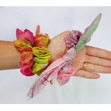 Kit 05 Scrunchie Frufru Elástico Xuxinha Cabelo