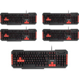 Kit 05 Teclado Gamer Tc160 Multimídia Red Keys Usb Multi Ç 