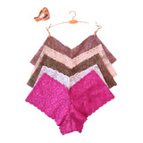 Kit 05 Unidades Caleçon Short Calcinha Renda Atacado Revenda