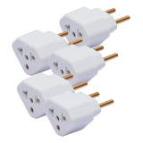 Kit 05un Adaptadores Branco De Tomada 10a / 20a 250v T