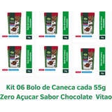 Kit 06 Bolo De Caneca Vitao 55g Zero Açucar Chocolate 