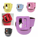 Kit 06 Cinto Feminino Colorido Couro Quadrada Retro Hl-111 