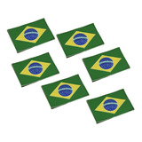 Kit 06 Patch Bandeira Do Brasil Emborrachada Com Velcro