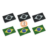 Kit 06 Patch Bandeira Do Brasil Emborrachado Com Velcro 