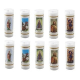 Kit 06 Velas Votiva 7 Dias C/ Imagens Católicas - Emb. Pvc