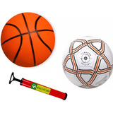 Kit 1 Bola De Basquete + 1 Bola De Futebol + 1 Bomba De Ar