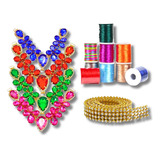 Kit 1 Cabedal + Fio Seda Cetim + Manta De Strass Chinelo
