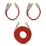 Kit 1 Cabo Rca 5 M + 2 Y Dupla Blindagem Cobre Techone Blind