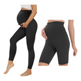 Kit 1 Calça Legging Gestante + 1 Bermuda Grávida Maternidade