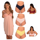 Kit 1 Camisola + 2 Sutiã Amamentação + 3 Calcinhas Pós Parto