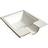 Kit 1 Cinzeiro Luxo Branco 1 Cortador Charuto 1 Isqueiro 